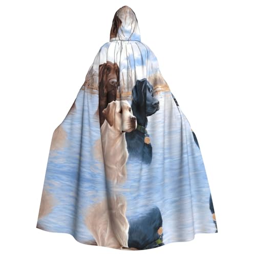 YYHHAOFA Labrador Retrievers Druck Halloween Erwachsene Kapuzenumhang Umhang für Rollenspiele, Bühnenkostüme, Partys, pflegeleicht von YYHHAOFA