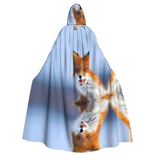 YYHHAOFA Little Fox Bedruckter Halloween-Umhang mit Kapuze für Rollenspiele, Bühnenkostüme, Partys, pflegeleicht YYHHAOFA Little Fox Bedruckter Halloween-Umhang mit Kapuze für Rollenspiele, Bühnenkostüme, Partys, pflegeleicht von YYHHAOFA