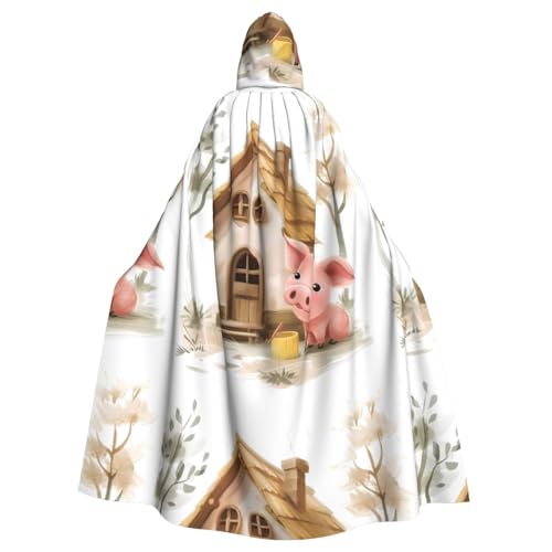 YYHHAOFA Little Pink Pig Building House Printing Halloween Adult Hooded Cape Cloak No Zipper, Comfortable For Costume Parties YYHHAOFA Little Pink Pig Building House Printing Halloween Adult Hooded Cape Cloak No Zipper, Comfortable For Costume Parties von YYHHAOFA