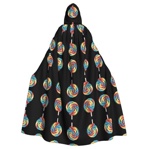 YYHHAOFA Lollipop-Druck, Halloween-Umhang mit Kapuze, für Erwachsene, für Rollenspiele, Bühnenkostüme, Partys, pflegeleicht YYHHAOFA Lollipop-Druck, Halloween-Umhang mit Kapuze, für Erwachsene, für Rollenspiele, Bühnenkostüme, Partys, pflegeleicht von YYHHAOFA