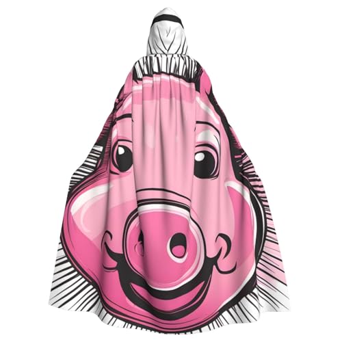 YYHHAOFA Lustiger rosa Schweinegesichts-Druck, Halloween, Erwachsenen-Kapuzenumhang für Party, Dekoration, Cosplay, Kostüme, Bühnenmaskerade YYHHAOFA Lustiger rosa Schweinegesichts-Druck, Halloween, Erwachsenen-Kapuzenumhang für Party, Dekoration, Cosplay, Kostüme, Bühnenmaskerade von YYHHAOFA