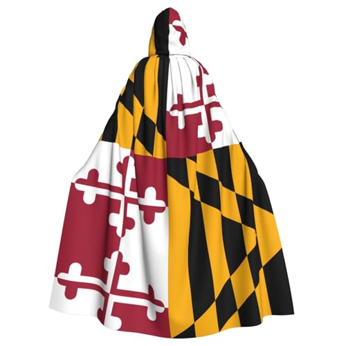 YYHHAOFA Maryland State Flag Prints Halloween Erwachsene Kapuzenumhang für Party Dekoration Cosplay Kostüme Bühne Maskerade von YYHHAOFA