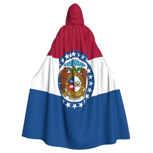 YYHHAOFA Missouri State Flag Prints Halloween Erwachsene Kapuzenumhang für Party Dekoration Cosplay Kostüme Bühne Maskerade von YYHHAOFA