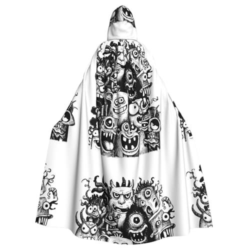 YYHHAOFA Monster Graffiti-Muster Halloween Erwachsene Kapuzenumhang Männer und Frauen Kleidung Mantle Rollenspiel von YYHHAOFA