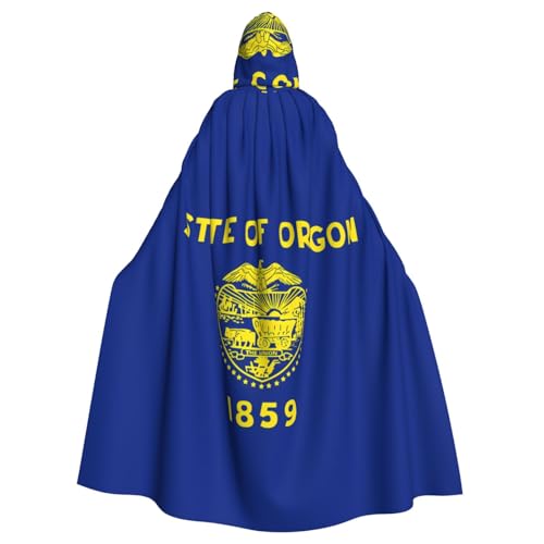 YYHHAOFA Oregon State Flag Prints Halloween Erwachsene Kapuzenumhang für Party Dekoration Cosplay Kostüme Bühne Maskerade von YYHHAOFA