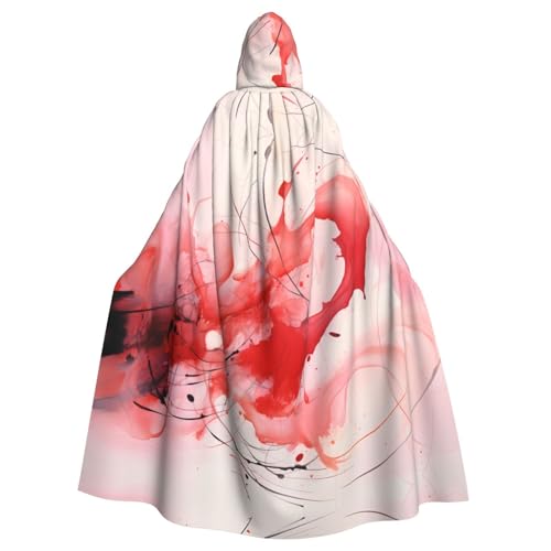 YYHHAOFA Roter abstrakter Texturdruck, Halloween, Erwachsenen-Kapuzenumhang für Cosplay, Kostümpartys und mehr von YYHHAOFA
