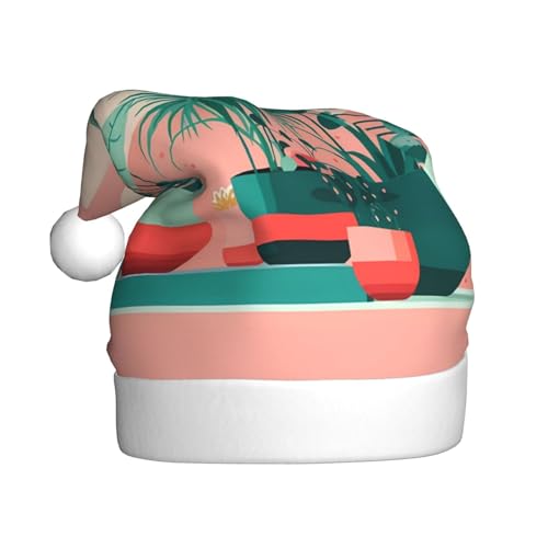 YYHHAOFA Schöne grüne Topfpflanzen Weihnachtsmütze – festliche Dekoration für Weihnachten Halloween Zubehör für Urlaubspartys von YYHHAOFA