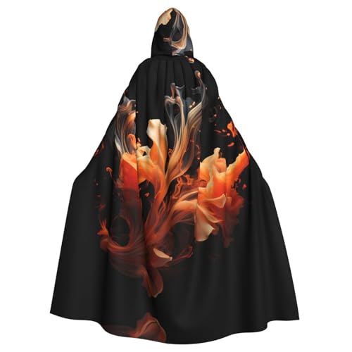 YYHHAOFA Schwarzer Hintergrund Flamme Drucke Halloween Erwachsene Kapuzenumhang für Cosplay Kostüm Partys und mehr von YYHHAOFA