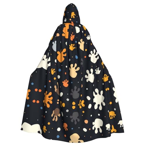 YYHHAOFA Schwarzer Katzenpfotenabdruck, Halloween-Umhang für Erwachsene, Kapuzenumhang für Cosplay, Kostümpartys und mehr von YYHHAOFA