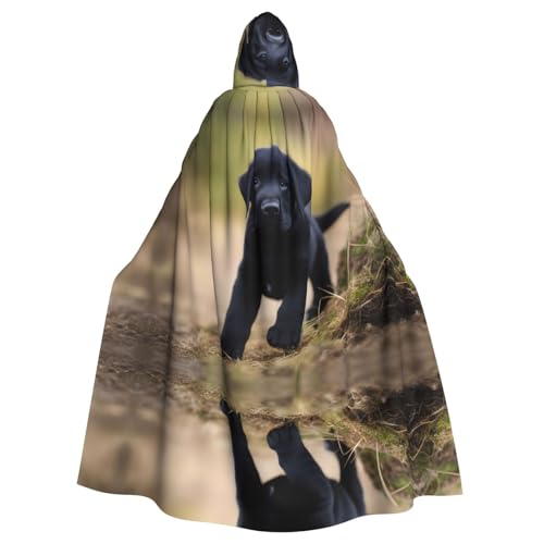 YYHHAOFA Schwarzer Labrador-Welpen-Druck, Halloween, Erwachsenen-Kapuzenumhang für Party, Dekoration, Cosplay, Kostüme, Bühnenmaskerade YYHHAOFA Schwarzer Labrador-Welpen-Druck, Halloween, Erwachsenen-Kapuzenumhang für Party, Dekoration, Cosplay, Kostüme, Bühnenmaskerade von YYHHAOFA