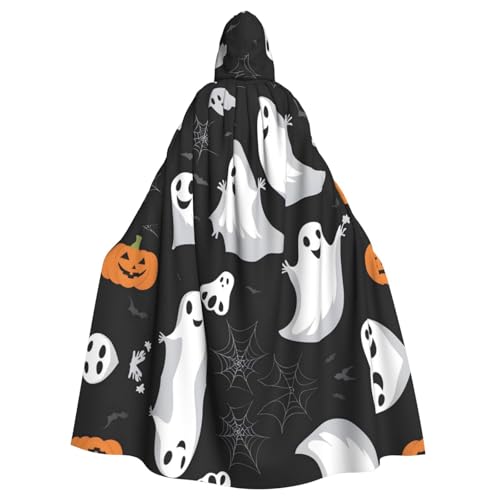 YYHHAOFA Schwarzer und Halloween-Geisterdruck, Halloween-Umhang mit Kapuze für Erwachsene, Party-Dekoration, Cosplay-Kostüme, Bühnenmaskerade YYHHAOFA Schwarzer und Halloween-Geisterdruck, Halloween-Umhang mit Kapuze für Erwachsene, Party-Dekoration, Cosplay-Kostüme, Bühnenmaskerade von YYHHAOFA
