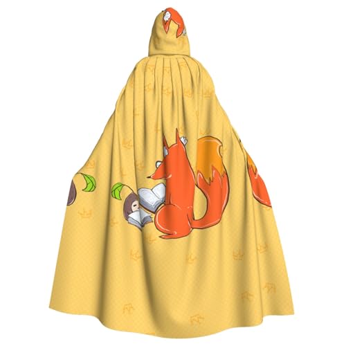 YYHHAOFA Sonnenblumenkerne und Füchse, bedruckt, Halloween, Erwachsene, Kapuzenumhang für Party, Dekoration, Cosplay, Kostüme, Bühnenmaskerade YYHHAOFA Sonnenblumenkerne und Füchse, bedruckt, Halloween, Erwachsene, Kapuzenumhang für Party, Dekoration, Cosplay, Kostüme, Bühnenmaskerade von YYHHAOFA