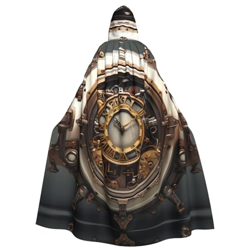 YYHHAOFA Steampunk-Uhr-Druck, Halloween, Erwachsene, Kapuzenumhang für Cosplay, Kostümpartys und mehr von YYHHAOFA