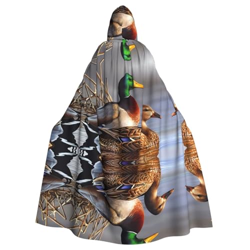 YYHHAOFA Stockenten-Aufdruck, Halloween-Umhang mit Kapuze, für Erwachsene, für Rollenspiele, Bühnenkostüme, Partys, pflegeleicht von YYHHAOFA