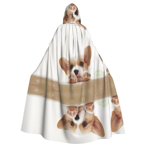 YYHHAOFA Süßer Corgi-Druck, Halloween-Umhang mit Kapuze, für Erwachsene, für Rollenspiele, Bühnenkostüme, Partys, pflegeleicht YYHHAOFA Süßer Corgi-Druck, Halloween-Umhang mit Kapuze, für Erwachsene, für Rollenspiele, Bühnenkostüme, Partys, pflegeleicht von YYHHAOFA