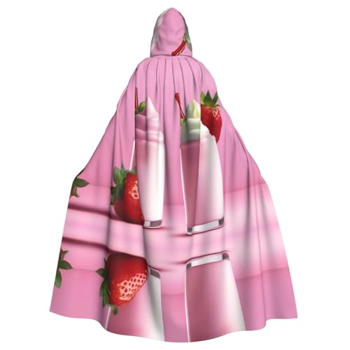 YYHHAOFA Süßer Erdbeer-Milchshake-Druck, Halloween, Erwachsene, Kapuzenumhang für Party, Dekoration, Cosplay, Kostüme, Bühnenmaskerade YYHHAOFA Süßer Erdbeer-Milchshake-Druck, Halloween, Erwachsene, Kapuzenumhang für Party, Dekoration, Cosplay, Kostüme, Bühnenmaskerade von YYHHAOFA