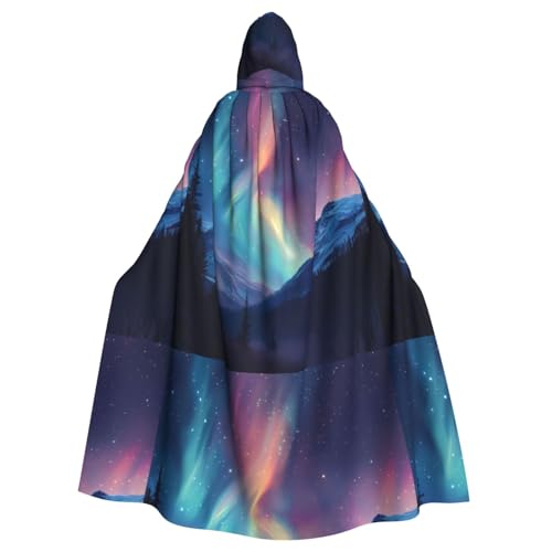 YYHHAOFA The Beauty Of The Aurora Pattern Halloween Erwachsene Kapuzenumhang Herren und Damen Kleidung Mantle Rollenspiel von YYHHAOFA