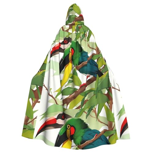 YYHHAOFA Toucantropical Schnabelmuster Halloween Erwachsene Kapuzenumhang Herren- und Damenbekleidung Mantel Rollenspiel von YYHHAOFA