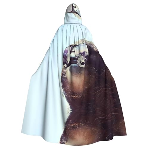 YYHHAOFA Umhang mit Faultier mit Sonnenbrille, für Erwachsene, mit Kapuze, für Rollenspiele, Bühnenkostüme, Partys, pflegeleicht von YYHHAOFA