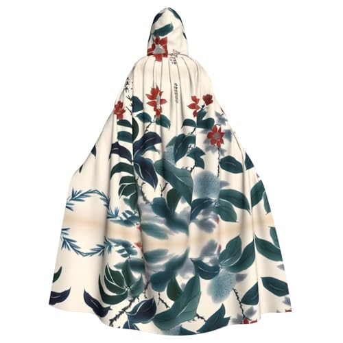 YYHHAOFA Umhang mit Kapuze für Erwachsene, Blumen-Motiv mit grünen Blättern, für Partys, Cosplay, Kostüme, Bühnenmaskerade von YYHHAOFA