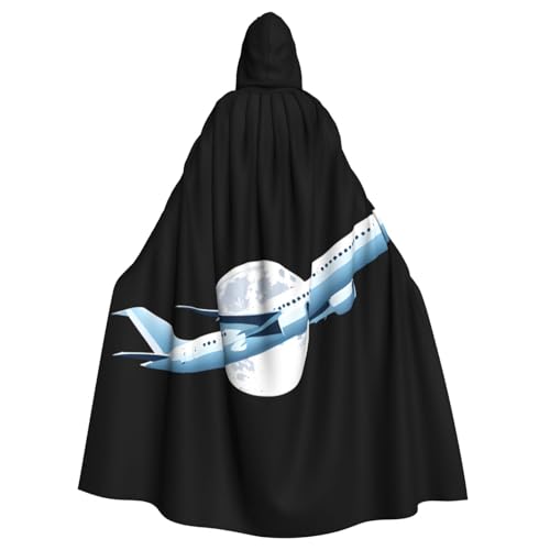 YYHHAOFA Umhang mit Kapuze für Erwachsene, Flugzeug fliegt bei Nacht, bedruckt, kein Reißverschluss, bequem für Kostümpartys von YYHHAOFA