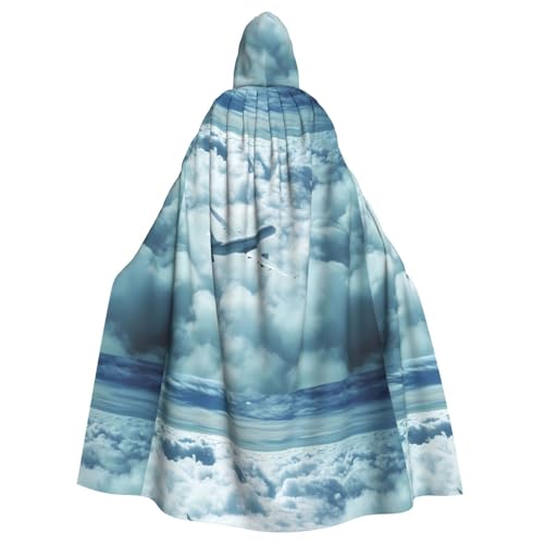 YYHHAOFA Umhang mit Kapuze für Erwachsene, Flugzeug in den Wolken, ohne Reißverschluss, bequem für Kostümpartys von YYHHAOFA