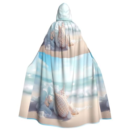 YYHHAOFA Umhang mit Kapuze für Erwachsene, Motiv: Conch On The Beach, bedruckt, Halloween, ohne Reißverschluss, bequem für Kostümpartys von YYHHAOFA