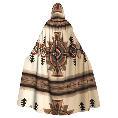 YYHHAOFA Umhang mit Kapuze für Erwachsene, Motiv: Indianer-Malerei, für Rollenspiele, Bühnenkostüme, Partys, pflegeleicht von YYHHAOFA