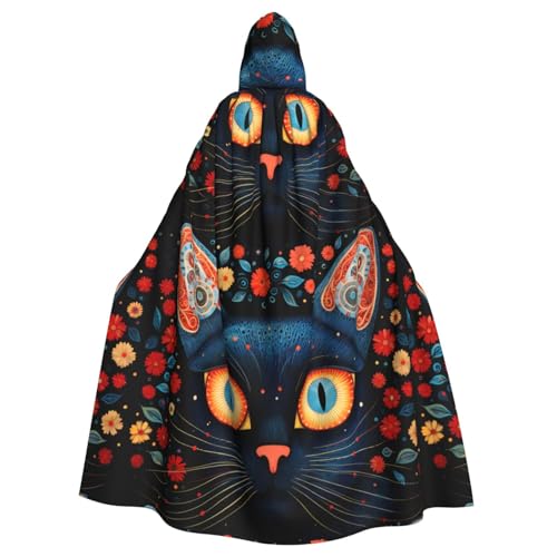 YYHHAOFA Umhang mit Kapuze für Erwachsene, Motiv: Katze, Illustration, Druck, kein Reißverschluss, bequem für Kostümpartys YYHHAOFA Umhang mit Kapuze für Erwachsene, Motiv: Katze, Illustration, Druck, kein Reißverschluss, bequem für Kostümpartys von YYHHAOFA