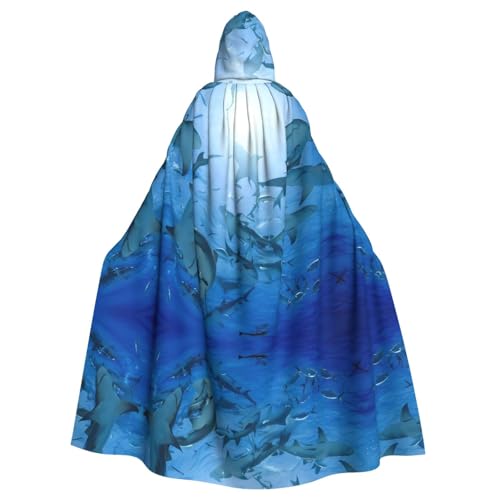 YYHHAOFA Umhang mit Kapuze für Erwachsene, Motiv: Ozean, Hai-Druck, für Rollenspiele, Bühnenkostüme, Partys, pflegeleicht YYHHAOFA Umhang mit Kapuze für Erwachsene, Motiv: Ozean, Hai-Druck, für Rollenspiele, Bühnenkostüme, Partys, pflegeleicht von YYHHAOFA