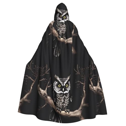 YYHHAOFA Umhang mit Kapuze für Erwachsene, Motiv: späte Nacht, Eulen-Druck, kein Reißverschluss, bequem für Kostümpartys von YYHHAOFA