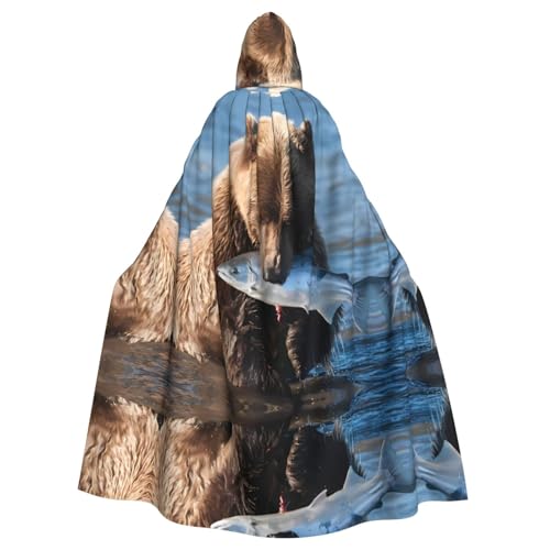 YYHHAOFA Umhang mit Kapuze für Erwachsene, Motiv: wilde Tiere, Jagd, Fisch, bedruckt, Halloween, Erwachsene, für Rollenspiele, Bühnenkostüme, Partys, pflegeleicht von YYHHAOFA