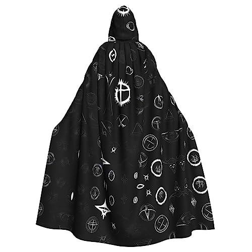 YYHHAOFA Umhang mit Kapuze für Erwachsene, Schwarz-Weiß-Universum-Druck, für Party, Cosplay, Kostüm, Bühne, Maskenball von YYHHAOFA