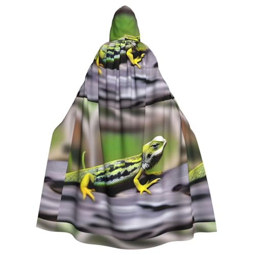 YYHHAOFA Umhang mit Kapuze für Erwachsene, Tier-Eidechse, wilder Druck, kein Reißverschluss, bequem für Kostümpartys von YYHHAOFA