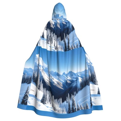 YYHHAOFA Umhang mit Kapuze für Erwachsene und Herren, Motiv: schneebedeckte Berge, für Halloween und Erwachsene, Mantel, Rollenspiel von YYHHAOFA