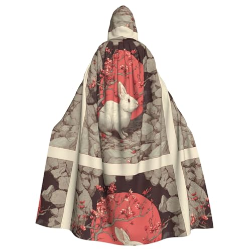 YYHHAOFA Umhang mit Kapuze für Erwachsene und Herren mit Kaninchenlochmuster, für Halloween und Erwachsene, für Rollenspiele von YYHHAOFA