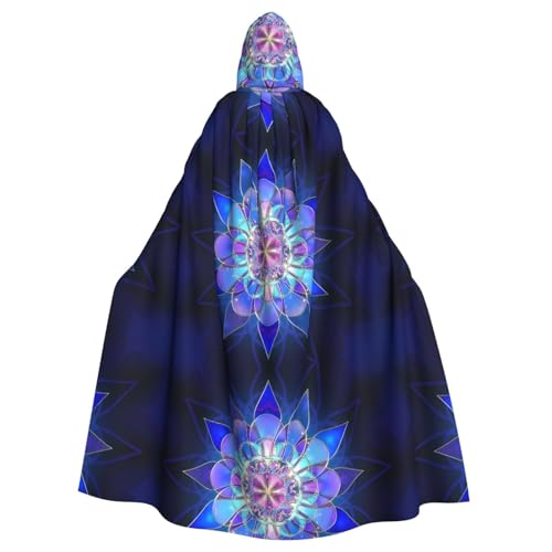 YYHHAOFA Umhang mit Kapuze im Bohemian-Lotusblumen-Druck, Halloween, Erwachsene, für Rollenspiele, Bühnenkostüme, Partys, pflegeleicht von YYHHAOFA