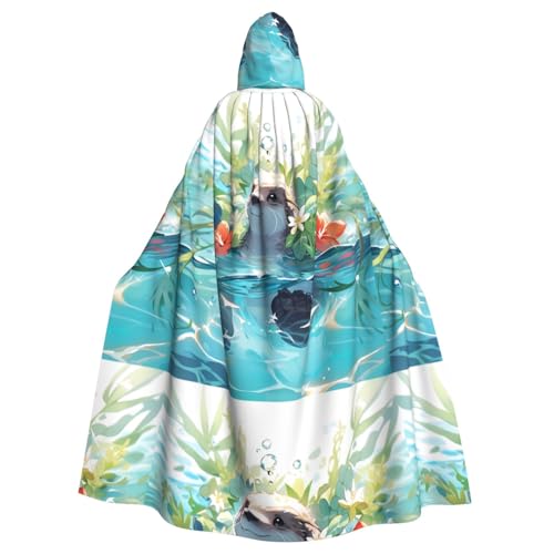 YYHHAOFA Umhang mit Kapuze und Faultier-Druck, für Erwachsene, kein Reißverschluss, bequem für Kostümpartys von YYHHAOFA