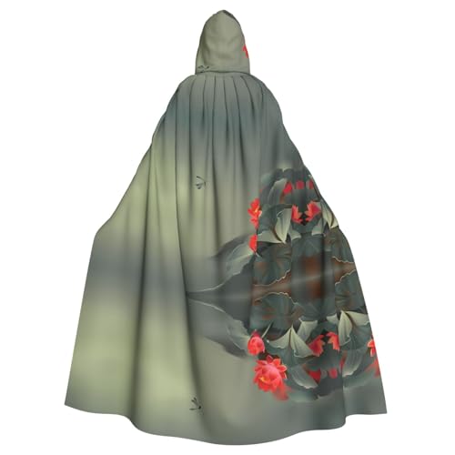 YYHHAOFA Umhang mit Lotusblume und Libellen-Druck, Halloween, Erwachsenen-Kapuzenumhang für Rollenspiele, Bühnenkostüme, Partys, pflegeleicht YYHHAOFA Umhang mit Lotusblume und Libellen-Druck, Halloween, Erwachsenen-Kapuzenumhang für Rollenspiele, Bühnenkostüme, Partys, pflegeleicht von YYHHAOFA