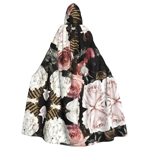 YYHHAOFA Umhang mit Pfingstrosen-Motiv, für Erwachsene, mit Kapuze, für Rollenspiele, Bühnenkostüme, Partys, pflegeleicht von YYHHAOFA