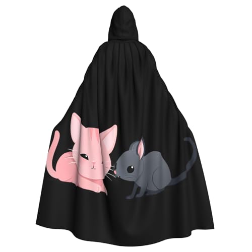 YYHHAOFA Umhang mit rosa Katze und kleiner Maus, für Erwachsene, mit Kapuze, kein Reißverschluss, bequem für Kostümpartys YYHHAOFA Umhang mit rosa Katze und kleiner Maus, für Erwachsene, mit Kapuze, kein Reißverschluss, bequem für Kostümpartys von YYHHAOFA