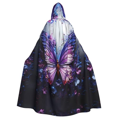 YYHHAOFA Violetter Schmetterlings-Blumendruck, Halloween, Erwachsenen-Kapuzenumhang für Party, Dekoration, Cosplay, Kostüme, Bühnenmaskerade YYHHAOFA Violetter Schmetterlings-Blumendruck, Halloween, Erwachsenen-Kapuzenumhang für Party, Dekoration, Cosplay, Kostüme, Bühnenmaskerade von YYHHAOFA