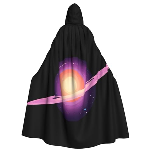 YYHHAOFA Violetter Universe-Druck, Halloween-Umhang mit Kapuze, für Erwachsene, ohne Reißverschluss, bequem für Kostümpartys von YYHHAOFA