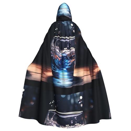 YYHHAOFA Wasserperlen im Glasdruck, Halloween-Umhang mit Kapuze, kein Reißverschluss, bequem für Kostümpartys von YYHHAOFA