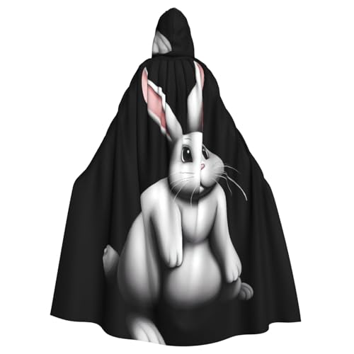 YYHHAOFA Weißer Hasen-Druck, Halloween-Umhang mit Kapuze, kein Reißverschluss, bequem für Kostümpartys YYHHAOFA Weißer Hasen-Druck, Halloween-Umhang mit Kapuze, kein Reißverschluss, bequem für Kostümpartys von YYHHAOFA