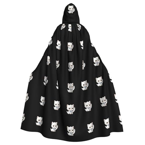 YYHHAOFA Weißes Kätzchenmuster Halloween Erwachsene Kapuzenumhang Herren- und Damenbekleidung Mantel Rollenspiel YYHHAOFA Weißes Kätzchenmuster Halloween Erwachsene Kapuzenumhang Herren- und Damenbekleidung Mantel Rollenspiel von YYHHAOFA