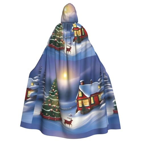 YYHHAOFA Winter-Weihnachtsdruck, Halloween, Erwachsenen-Kapuzenumhang, ohne Reißverschluss, bequem für Kostümpartys von YYHHAOFA