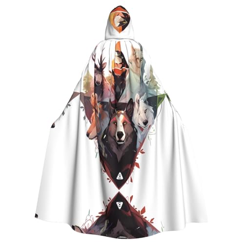 YYHHAOFA Wölfe und Rentier-Drucke, Halloween, Erwachsenen-Kapuzenumhang für Cosplay, Kostümpartys und mehr von YYHHAOFA