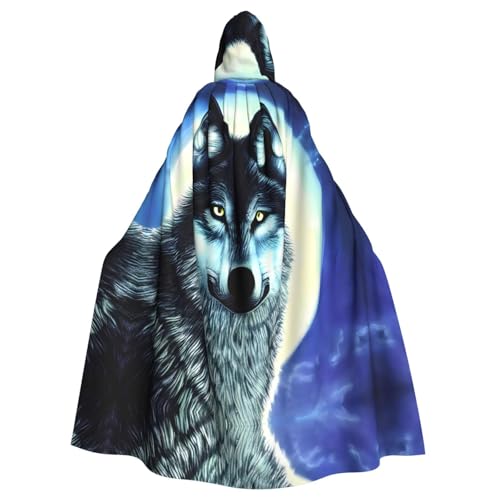 YYHHAOFA Wolf unter dem Mond, bedruckt, Halloween-Umhang mit Kapuze, für Cosplay, Kostümpartys und mehr YYHHAOFA Wolf unter dem Mond, bedruckt, Halloween-Umhang mit Kapuze, für Cosplay, Kostümpartys und mehr von YYHHAOFA