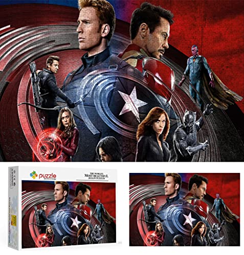 Puzzles 1000 Teile für Erwachsene, Puzzle Captain America, Klassische Puzzle Teenager Puzzle Schwierig Lustige Kreative DIY-Spielzeuggeschenke für Mädchen Und Jungen, Familienspiele 38x26cm von YYHMKB